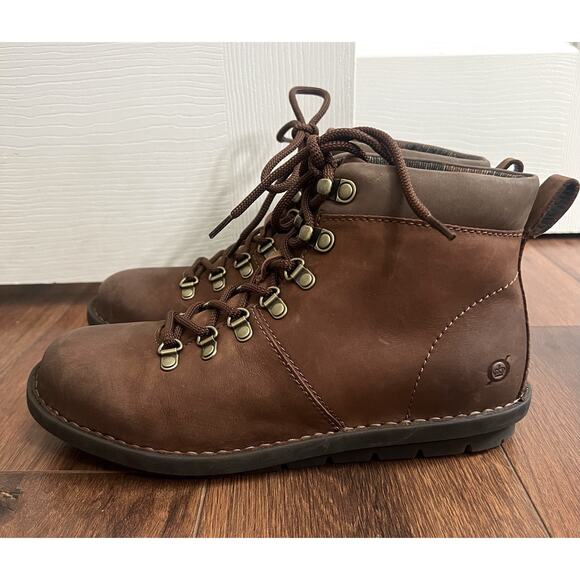 BORN Blaine Brown Leather Water-Resistant Lace-Up Hiking Walking Boots - Picture 7 of 12
